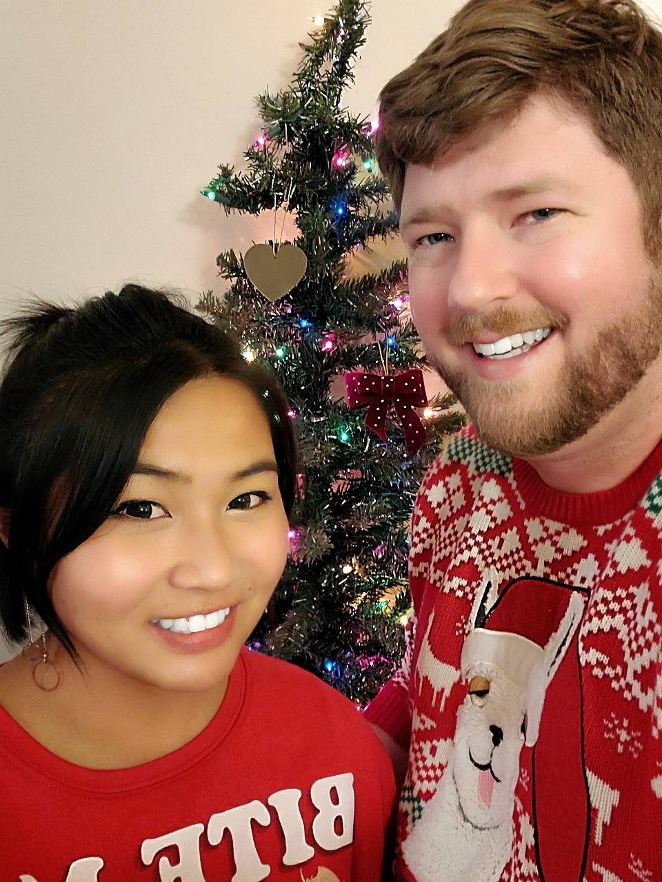 Christmas sweaters together